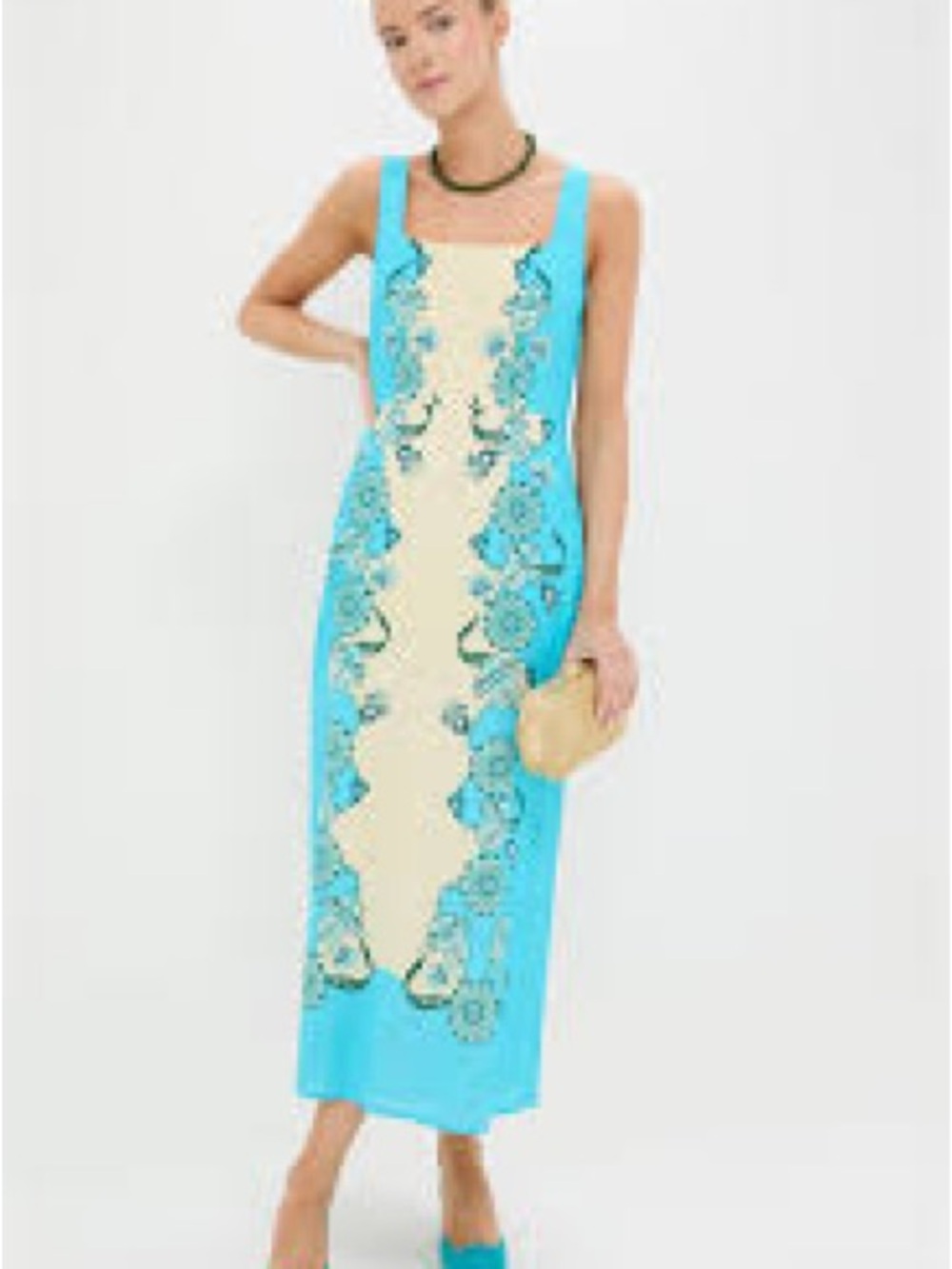 Tuckernuck Turquoise & Cream Printed Maxi Dress
